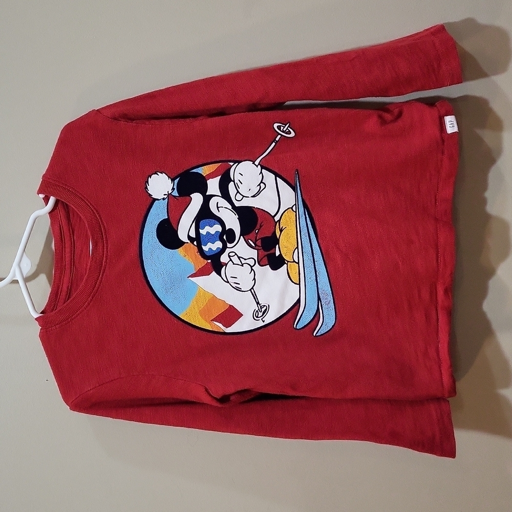 Gap Disney Mickey long sleeve tshirt Red size 5T Vintage look - Picture 1 of 4